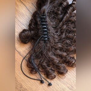 15in. dark brown curly Clip & Drawstring extension